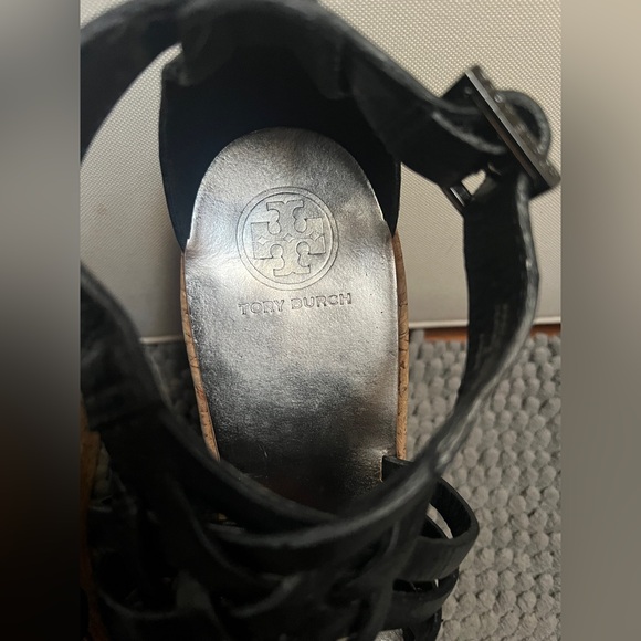 Tory Burch Women’s Leather Wedge Sandals size 11 Black with Box - Picture 6 of 8